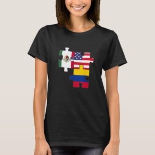 T-shirt Racines mexicaines et colombiennes, drapeau améric