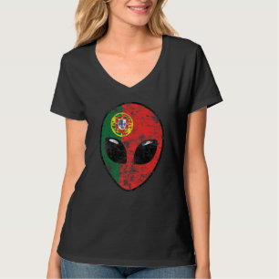 T-shirt Racines Portugaises Visage Alien Fier Drapeau Port