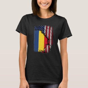 T-shirt Racines roumaines Drapeau américain moitié Patriot