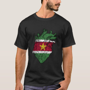 T-shirt Racines surinamaises Cœur Drapeau du Suriname Fier