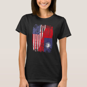 T-shirt Racines taïwanaises Demi-drapeau américain Drapeau