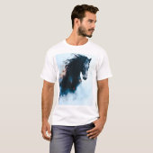 T-shirt Racing Black Horse Portrait Minimalist (Devant entier)