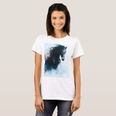 T-shirt Racing Black Horse Portrait Minimalist (Devant entier)