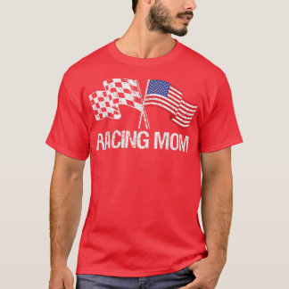T-shirt Racing Maman Usa Racing Drapeau Pour Race Car Part