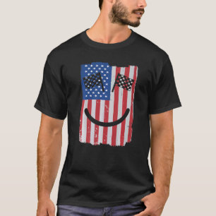 T-shirt Racing Smile Usa Drapeau Pour Race Car Parties