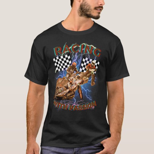 T-shirt Racing with Passion Speedway Flat Track Motorcycle (Devant)