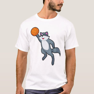 T-shirt Racon comme joueur de basket-ball avec basket-ball