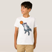 T-shirt Racon comme joueur de basket-ball avec basket-ball (Devant entier)