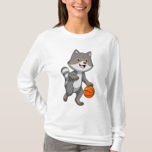T-shirt Racon comme joueur de basket-ball avec basket-ball