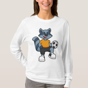 T-shirt Racon comme joueur de football avec balle de footb