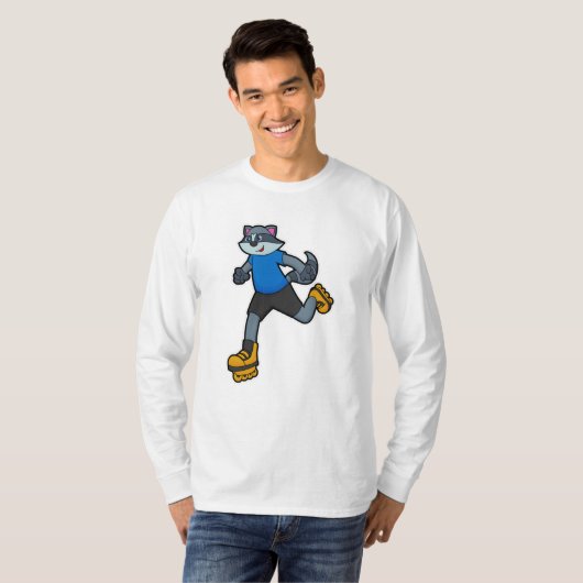 T-shirt Racon comme patineur avec patins en ligne (Devant entier)