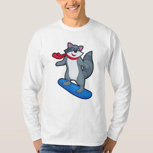 T-shirt Racon en Snowboard avec Snowboard & Scarf (Devant)