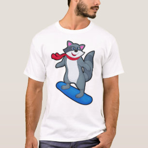 T-shirt Racon en Snowboard avec Snowboard & Scarf