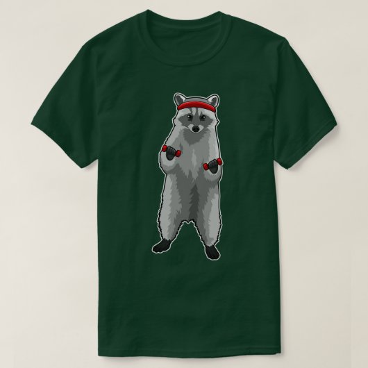 T-shirt Racoon à Fitness avec Dumbbells (Design devant)