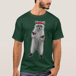 T-shirt Racoon à Fitness avec Dumbbells