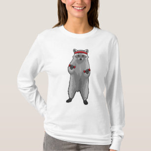 T-shirt Racoon à Fitness avec Dumbbells