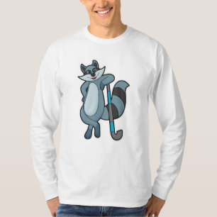 T-shirt Racoon à Hockey avec bâton de hockey