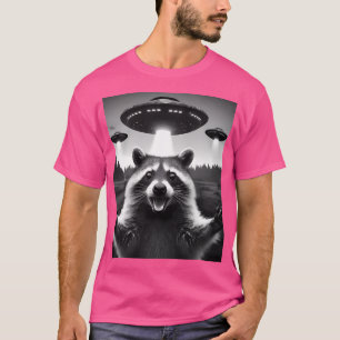 T-shirt Racoon Alien Drôle Ufo Racoon Selfie Avec Ufos