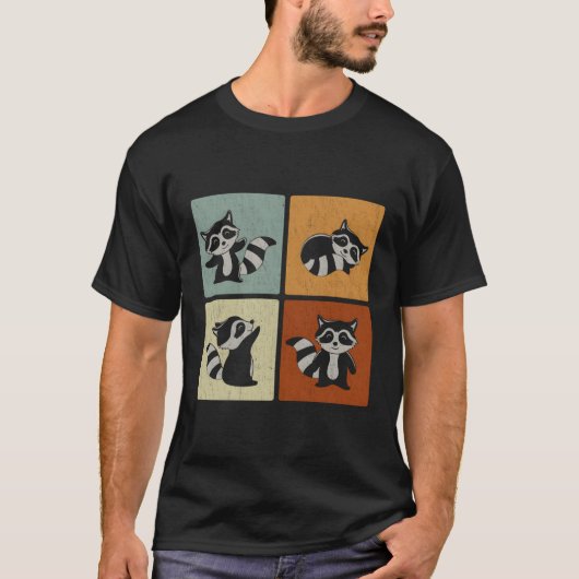 T-shirt Racoon animal rétro (Devant)