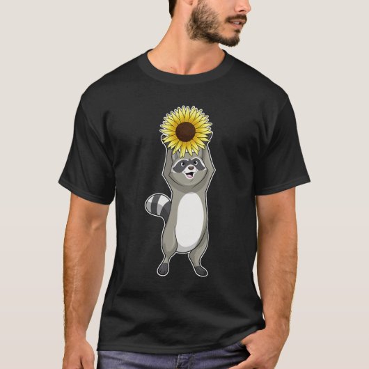 T-shirt Racoon avec tournesol (Devant)