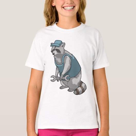 T-shirt Racoon comme artisan avec une clé (Devant)