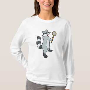 T-shirt Racoon comme joueur de tennis avec raquette de ten