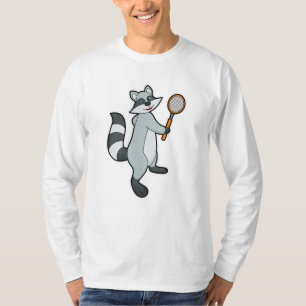 T-shirt Racoon comme joueur de tennis avec raquette de ten