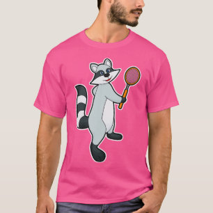 T-shirt Racoon comme joueur de tennis avec raquette de ten