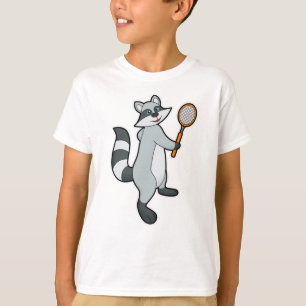 T-shirt Racoon comme joueur de tennis avec raquette de ten