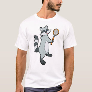 T-shirt Racoon comme joueur de tennis avec raquette de ten