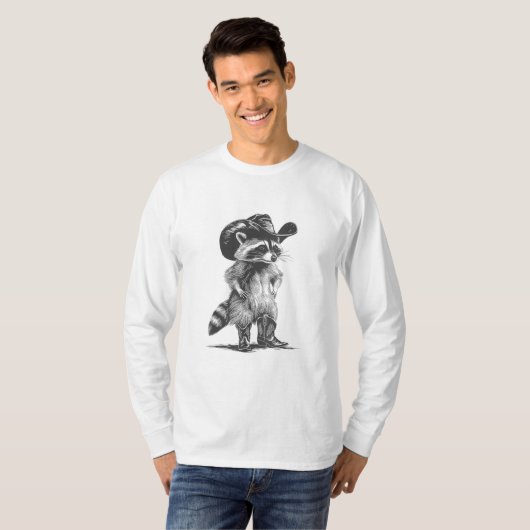 T-shirt Racoon Cowboy Funny Racoon Graphisme Mème Hommes F (Devant entier)