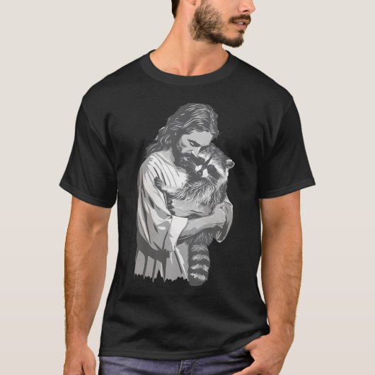 T-shirt Racoon Lover Trash Panda Christian Jesus tenir un (Devant)
