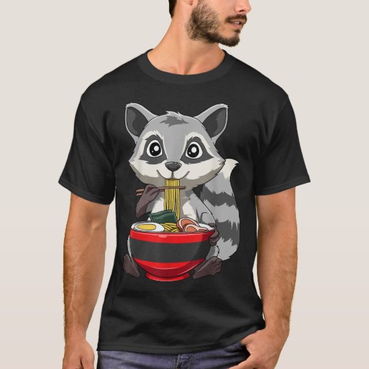 T-shirt Racoon mangeant Ramen Racoon Ramen Bowl Racoon Noo (Devant)