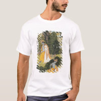 Radha et Krishna marchant dans un verger