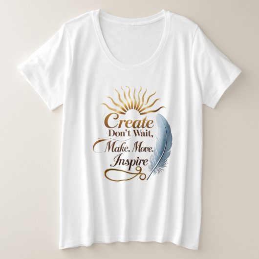 T-shirt Radiant Sun & Feather Quote Plus Taille (Design devant)