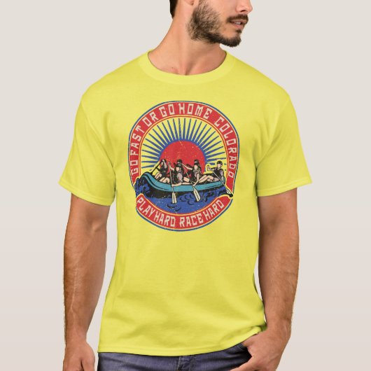 T-shirt Rafting Retro Colorado. (Devant)