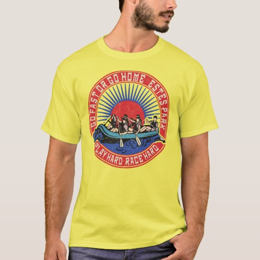 T-shirt Rafting Retro Estes Park. (Devant)