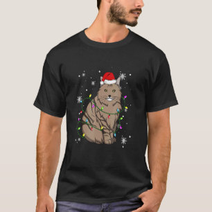 T-shirt Ragamuffin Chat Lumières de Noël Chat de Noël Sant