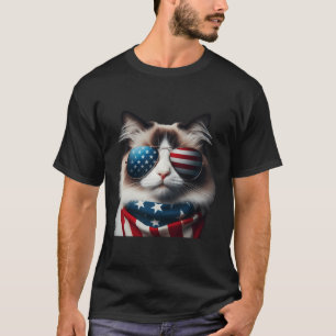 T-shirt Ragdoll Chat 4 juillet Fête de l'Indépendance Prop
