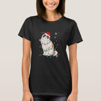 T-shirt Ragdoll Chat Feux de Noël Chat Père Noël h