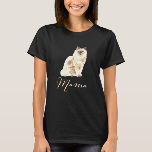 T-shirt Ragdoll Chat Mama Chat Maman Chat Mama Présente Mo (Devant)