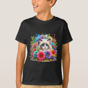T-shirt Ragdoll Chat Maman Mère39s Jour Aquarelle colorée