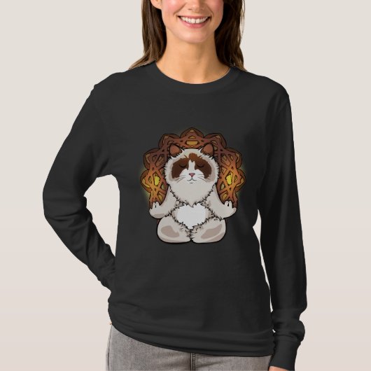 T-shirt Ragdoll Chat Méditation Cadeau Femmes Relaxation Y (Devant)
