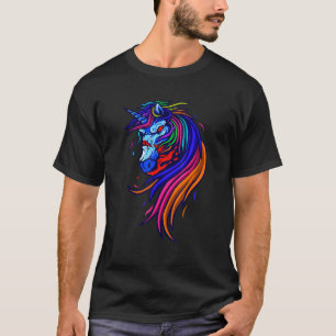 T-shirt Rage Horse Horreur Halloween Art animal coloré