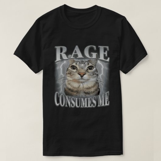 T-shirt Rage me consomme un mème de chat (Design devant)