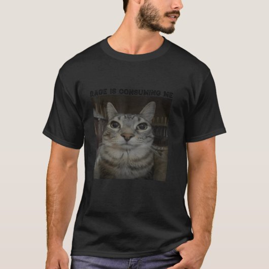 T-shirt Rage Me Consume Chat Silly Staring Chat Drôle C (Devant)