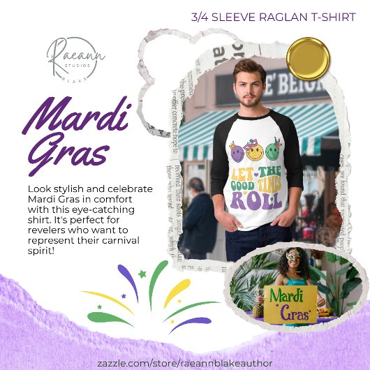 T-Shirt Raglan à manches 3/4 Mardi Gras