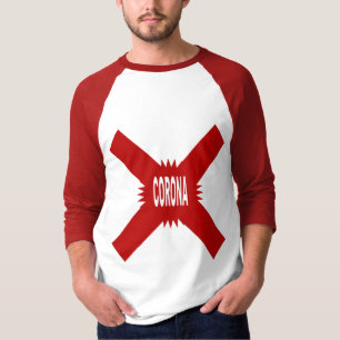 T-shirt raglan blanc rouge DESIGN CORONA X