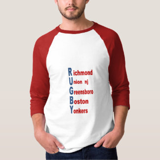 T-shirt raglan blanc rouge DESIGN  RUGBY  USA