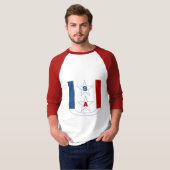 T-shirt raglan blanc rouge DESIGN USA (Voorkant volledig)